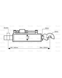 Hydraulisk toppstag (Kategori-/2 (Ø-/25mm)) og Q.R CBM krok, Sylinderhull: 80mm, Minimum lengde: 580