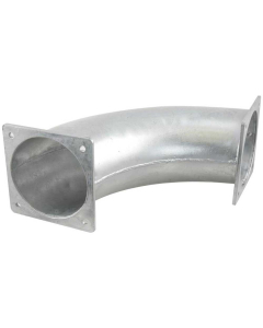 90° bøyd galvanisert kobling med firkantet flens - han 8″ (200mm) (Galvanisert)
