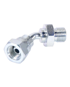 Hydraulisk adapter 1/4'' BSP Hann x 1/4'' BSP Svingbar hunn 135° Krummet Albue