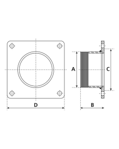 SQUARE FLANGE WITH THREAD 6'' (GALV