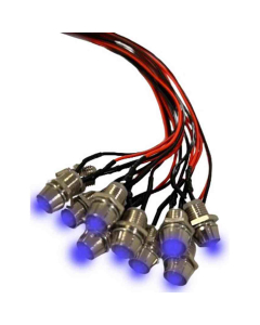 Blå Lysdiode 10 Pak Med Holder 12 V
